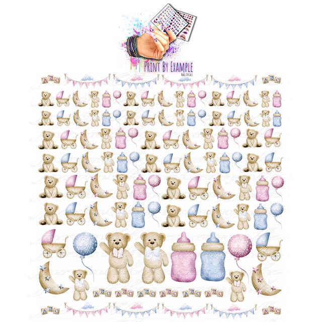 Nail Decals Waterslide nail art decals s/xl (Gender reveal)