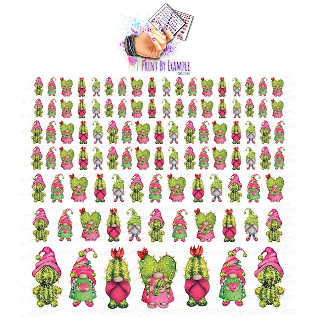 Nail Decals Waterslide nail art decals s/xl (cactus gnome)