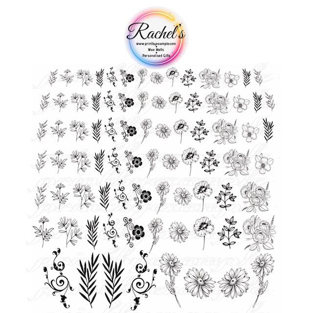 Nail Decals Waterslide nail art decals s/xl (Outline flowers)