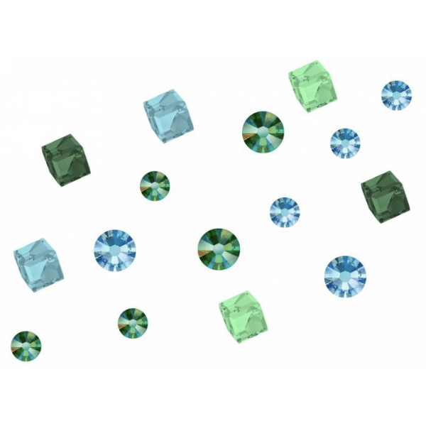 SWAROVSKI SHIMMER AND CRYSTAL CUBES MIX PACK OF 100 - RAINFOREST